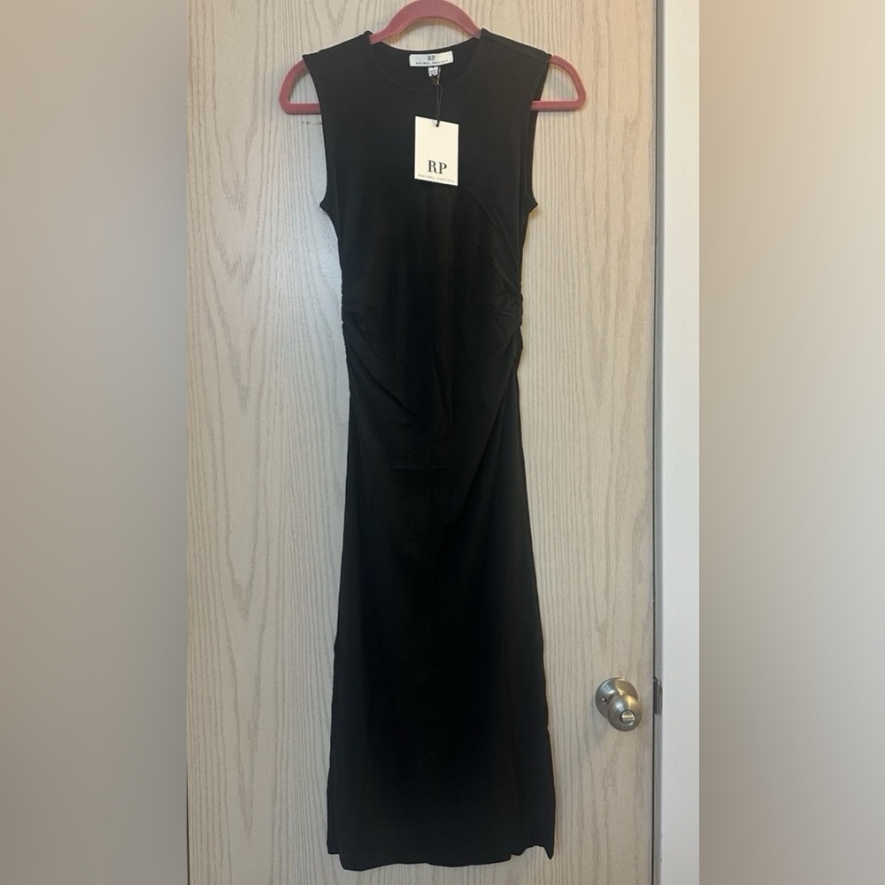 NWT Rachel Parcell Muscle Tank Ruched Midi Women’s Dress Black Small Vacation
